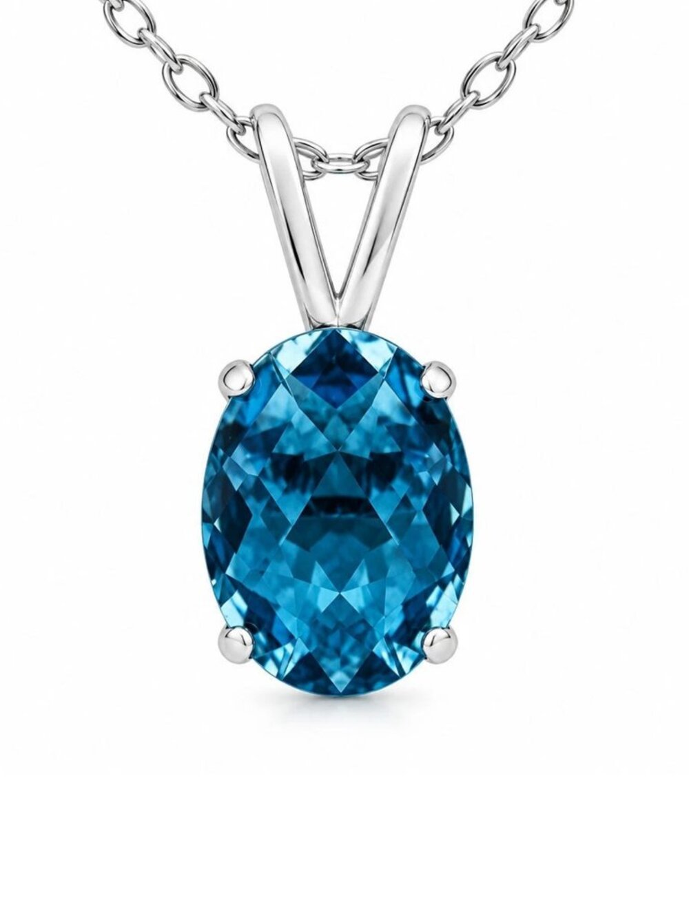 Genuine 3.36 Cts Blue Zircon Pendant 14k Solid Gold